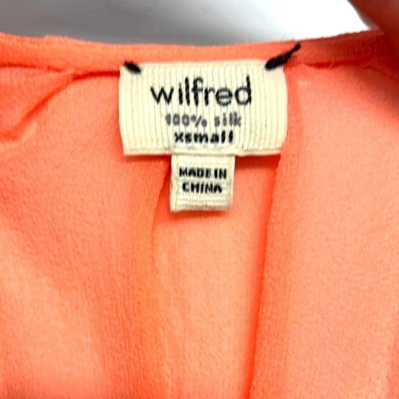 Wilfred Light Orange Draped Sleeveless Button Down Tank Top 100% Silk - Picture 6 of 7